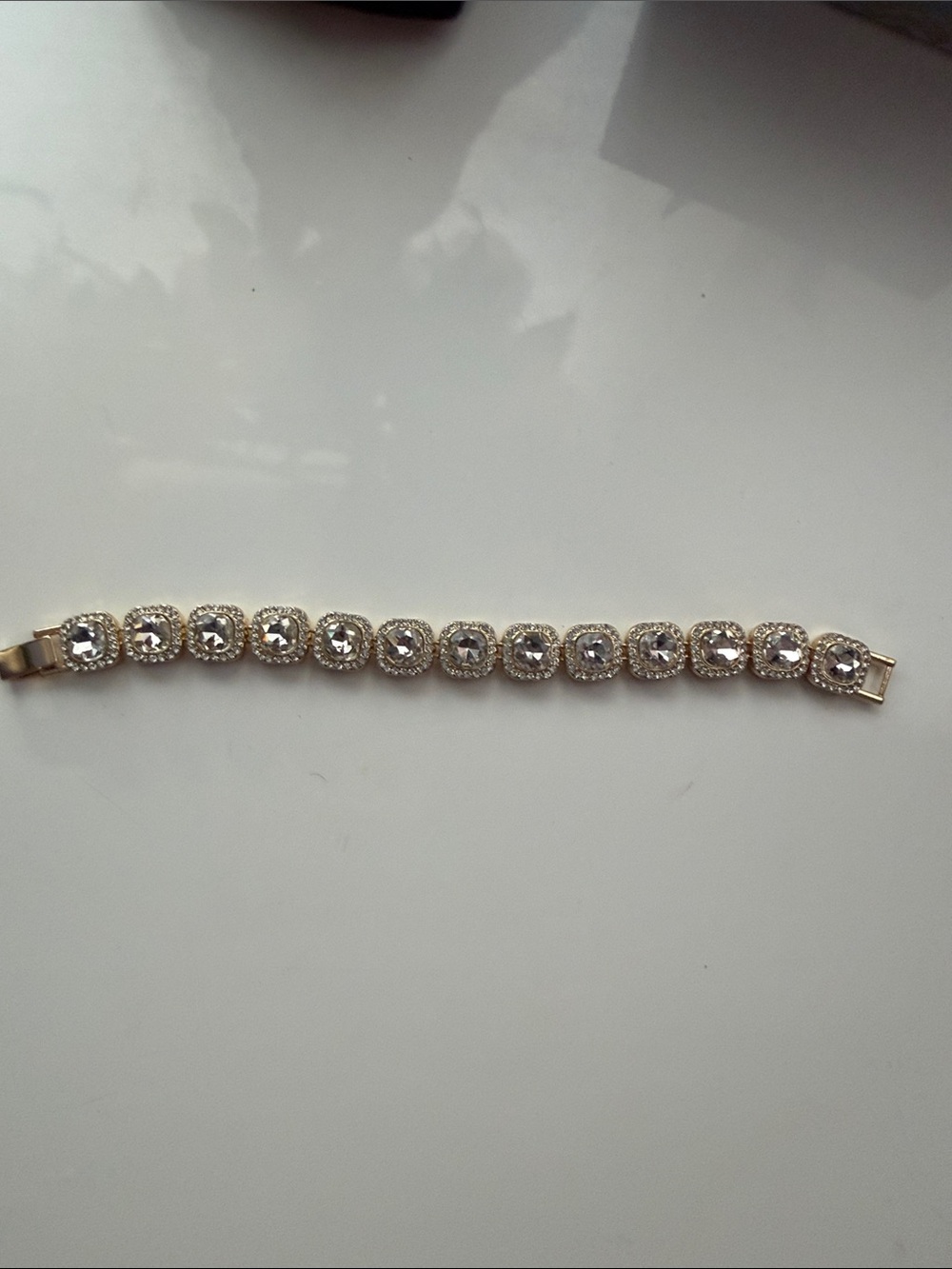 Gold Crystal Tennis Bracelet - Elegant Women's Jewelry